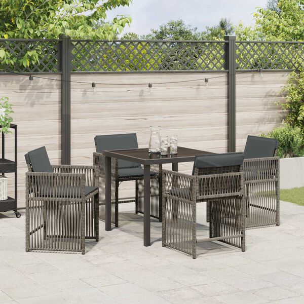 vidaXL Tuin Eetset 5 pcs Grijs poly rattan
