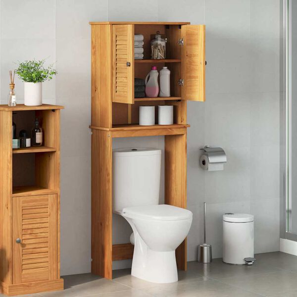 vidaXL Toiletkast met plank VIGO Bruin en Honingbruin 60 x 27 x 161 cm
