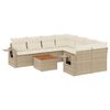 vidaXL 9-delige Loungeset met kussens poly rattan beige
