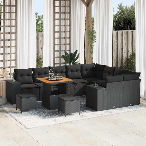vidaXL Tuin Sofa Set 12 pcs Zwart poly rattan