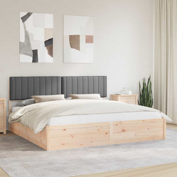 vidaXL Bedframe met Gevoerd Hoofdgedeelte Donkergrijs 200 x 200 cm