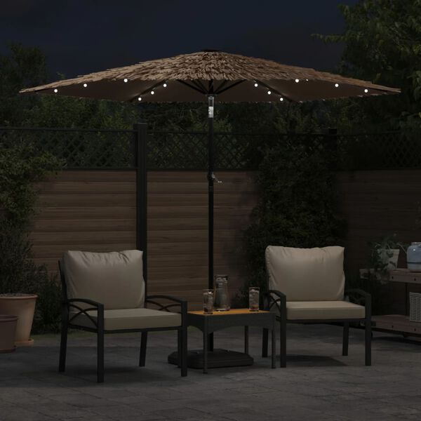 vidaXL Parasol met LED's en stalen paal 268x268x226 cm bruin