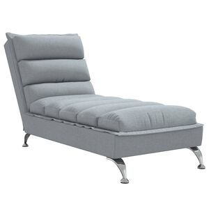 vidaXL Chaise longue met kussens stof lichtgrijs