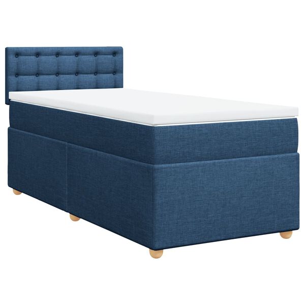 vidaXL Boxspring met matras stof blauw 90x190 cm
