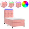vidaXL Boxspring met matras en LED fluweel roze 90x200 cm