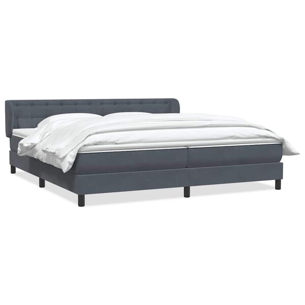 vidaXL Boxspringbed met matrassen 180x220 cm fluweel donkergrijs