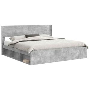 vidaXL Bedframe met opbergruimte en hoofdbord Betongrijs 180 x 200 cm