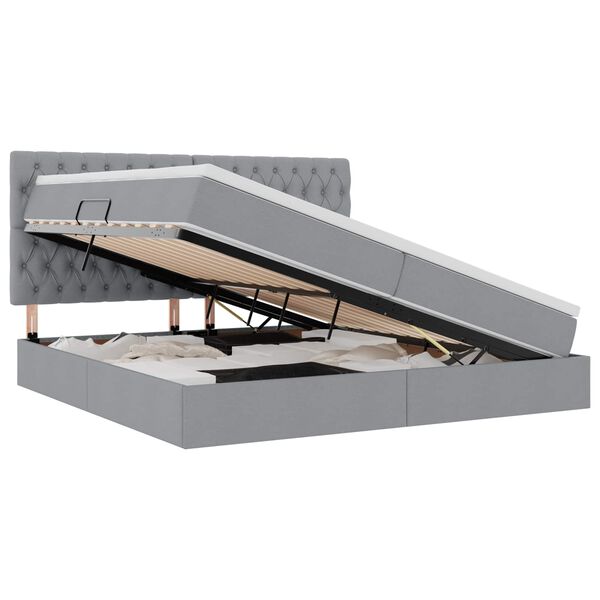 vidaXL Opbergbed met LED met matras Lichtgrijs 200 x 200 cm Polyester