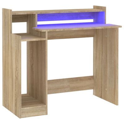 vidaXL Bureau met LED-verlichting 97x45x90 cm hout sonoma eikenkleurig
