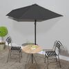vidaXL Balkonparasol half met aluminium paal 270x144 cm antraciet