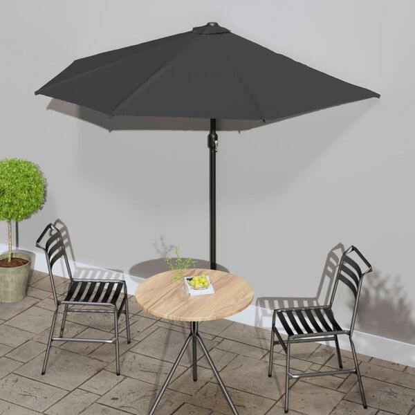 vidaXL Balkonparasol half met aluminium paal 270x144 cm antraciet