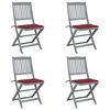 vidaXL Tuinstoelen 4 st inklapbaar met kussens massief acaciahout