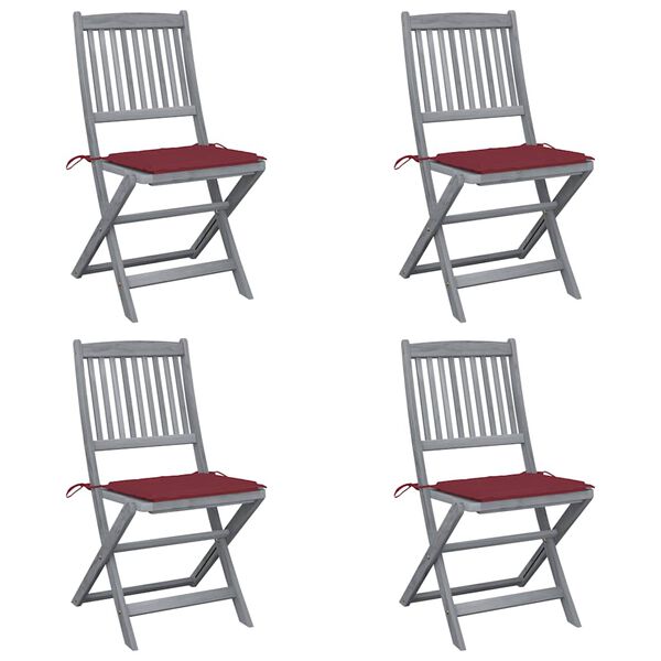 vidaXL Tuinstoelen 4 st inklapbaar met kussens massief acaciahout