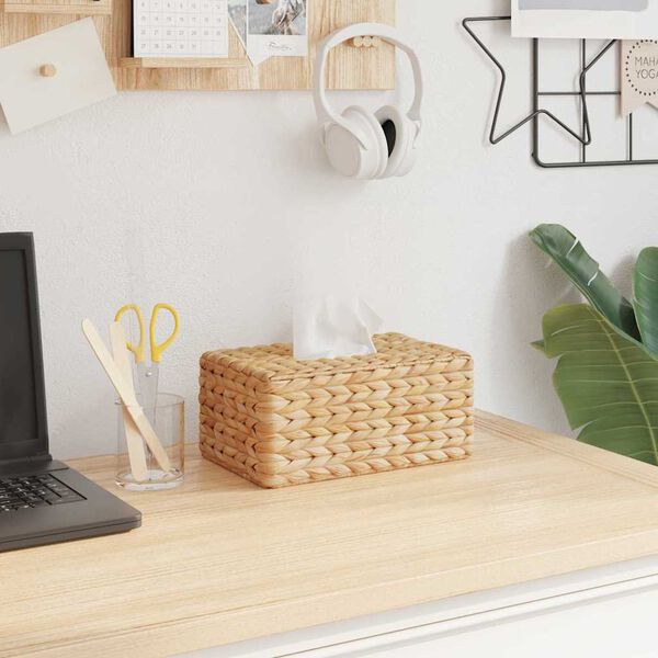 vidaXL Tissueboxhoezen 2 pcs Waterhyacint 27.5 x 16.5 x 14 cm Naturel