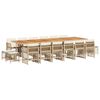 vidaXL 17-delige Tuinset met kussens poly rattan beige