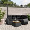 vidaXL 5-delige Loungeset met kussens poly rattan zwart