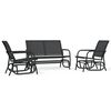 vidaXL 3-delige Loungeset schommel aluminium textileen zwart