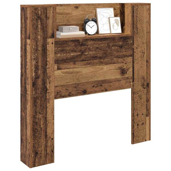 vidaXL Hoofdbord met plank Oudhout 100 x 15 x 103,5 cm Bewerkt hout