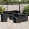 vidaXL 9-delige Loungeset met kussens poly rattan zwart