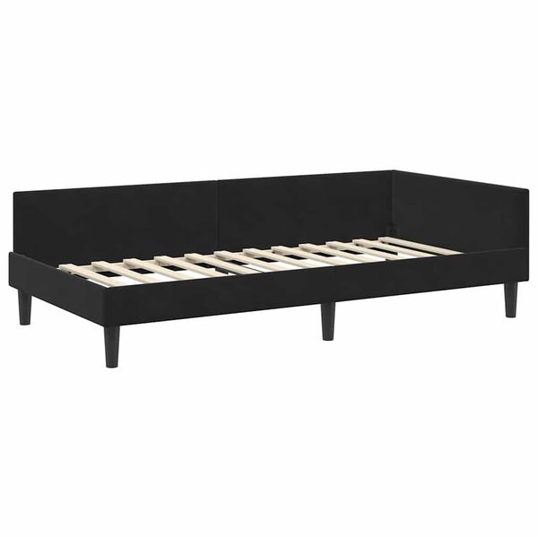 vidaXL Hoekbedframe Zwart 80 cm x 200 cm VelvetenPlywood