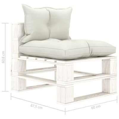 vidaXL 7-delige Loungeset met beige kussens pallet hout