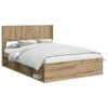 vidaXL Bedframe met opbergruimte en hoofdbord Artisanaal eiken