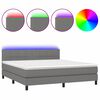 vidaXL Boxspring met matras en LED stof donkergrijs 160x200 cm