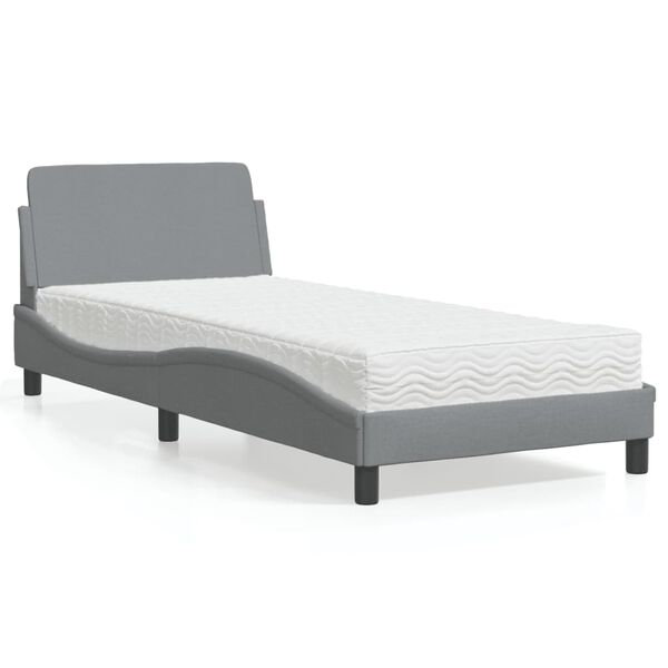 vidaXL Bed met matras "Dover" stof lichtgrijs 90x200 cm