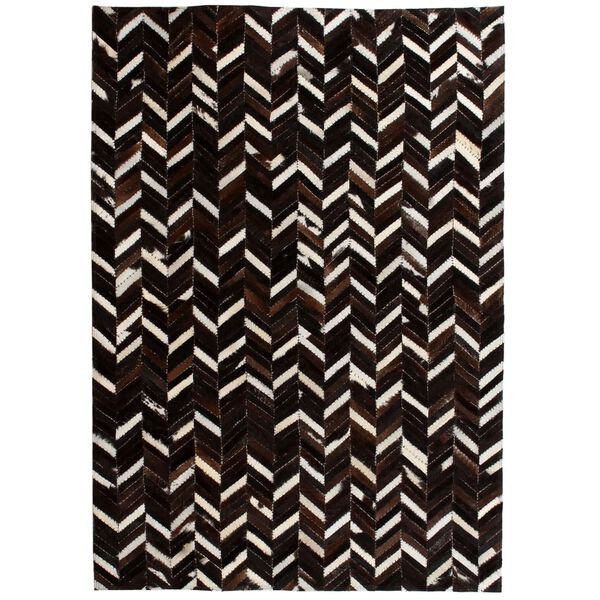 vidaXL Vloerkleed chevron patchwork 80x150 cm echt leer zwart/wit