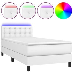 vidaXL Boxspring met matras en LED kunstleer wit 80x200 cm