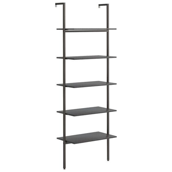 vidaXL Ladderrek met 5 schappen 64x35x185 cm zwart