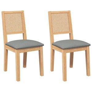 vidaXL Eetkamerstoelen met kussens 2 st massief hout rubber