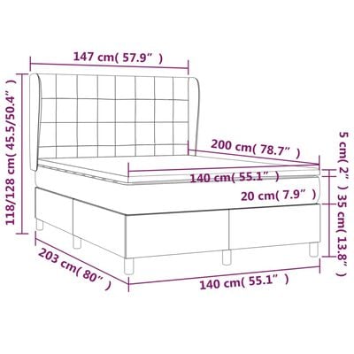 vidaXL Boxspring met matras fluweel donkergroen 140x200 cm