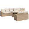 vidaXL 9-delige Loungeset met kussens poly rattan beige