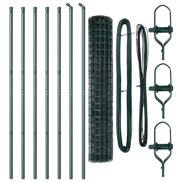 vidaXL Hek met Paal Groen 1,6 x 10 m Staal en PVC