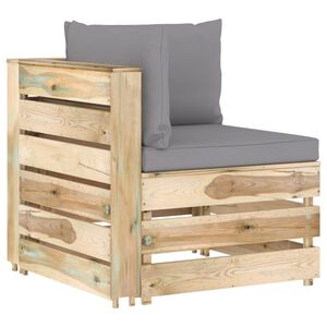 vidaXL Hoekbank sectioneel met kussens groen ge&iuml;mpregneerd hout