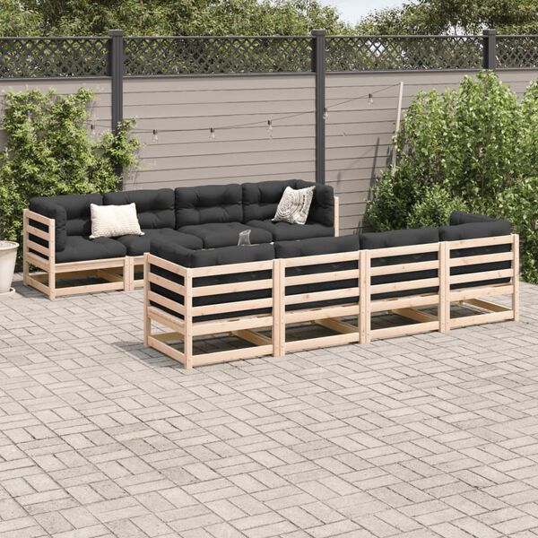 vidaXL 9-delige Loungeset met kussens massief grenenhout
