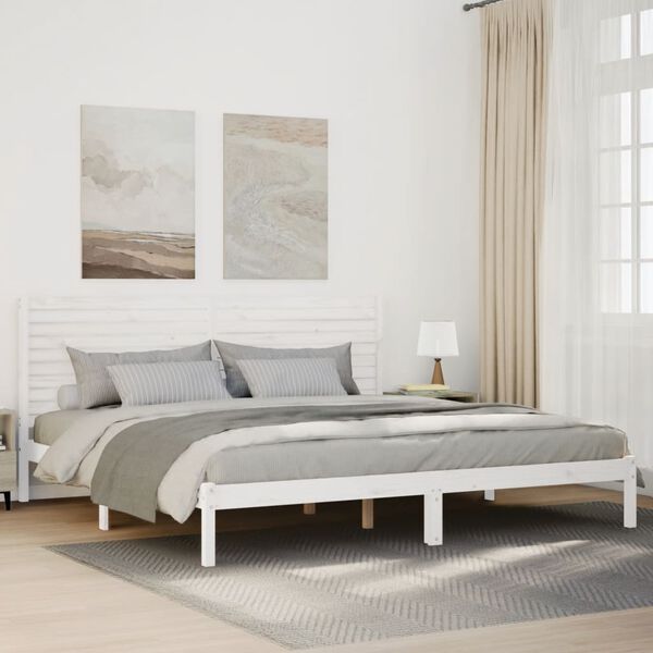 vidaXL Bedframe extra lang zonder matras massief hout wit 180x220 cm