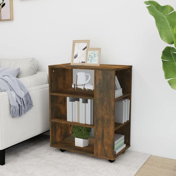 vidaXL Rolkast 60x35x75 cm bewerkt hout gerookt eikenkleurig