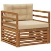 vidaXL Tuinbank Massief Acaciahout en Polyester Natuurlijk en Beige