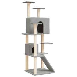 vidaXL Kattenmeubel met sisal krabpalen 153 cm lichtgrijs