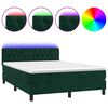 vidaXL Boxspring met matras en LED fluweel donkergroen 140x200 cm