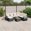 vidaXL 8-delige Loungeset met kussens poly rattan zwart