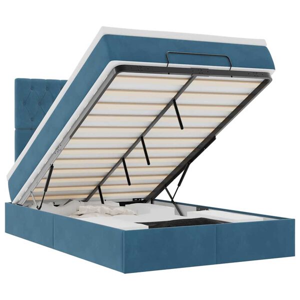 vidaXL Ottoman bed met matrassen 120x200cm fluweel donkerblauw