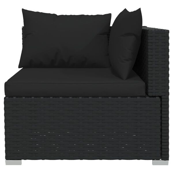 vidaXL 11-delige Loungeset met kussens poly rattan zwart
