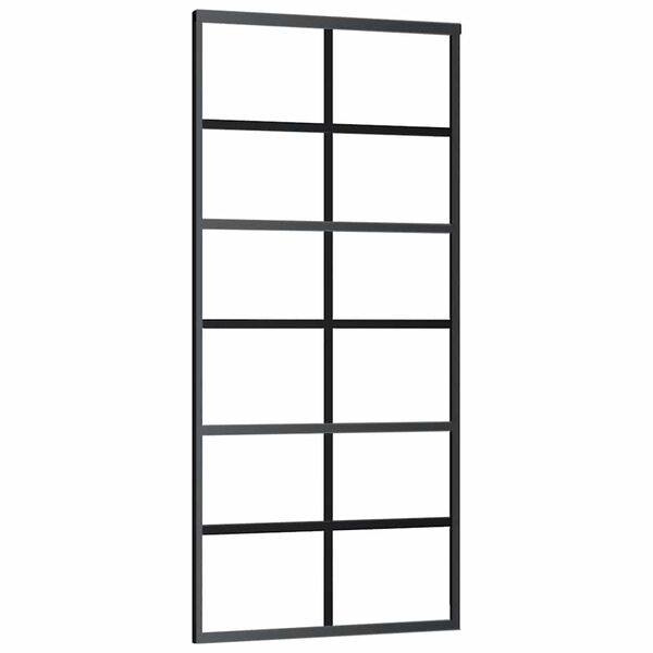 vidaXL Schuifdeur 90x205 cm ESG-glas en aluminium zwart
