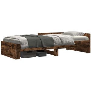 vidaXL Bedframe met Hoofdeinde Gerookt eiken 80 x 200 cm Bewerkt hout