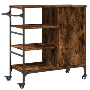 vidaXL Keukentrolley 87,5x38,5x84,5 cm bewerkt hout gerookt eikenkleur