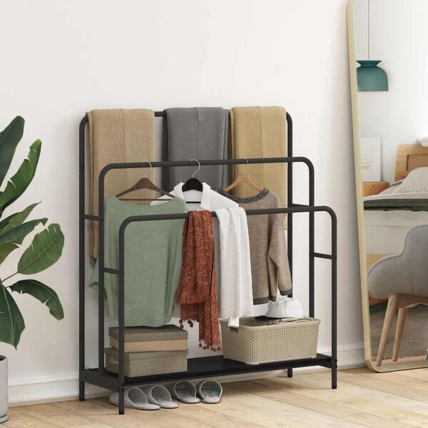 vidaXL Kledingrek Zwart Eiken 90 x 30 x 100,5 cm Bewerkt hout