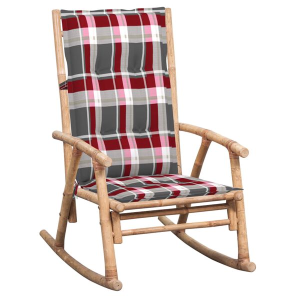 vidaXL Schommelstoel met kussen bamboe